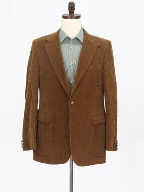 Vintage 1980s 42L Brown Blazer Sport Coat Jacket 2-Button Solid W630